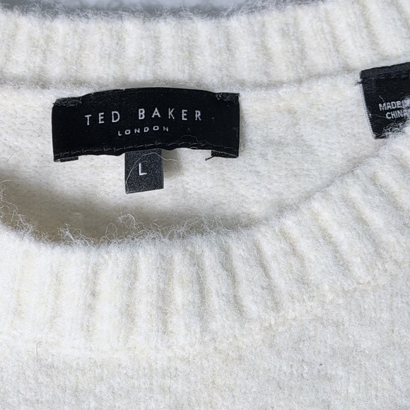 Ted Baker London Floral Jacquard Cozy Wool Alpaca Sweater Cream/Ivory Large $175 - Picture 5 of 9